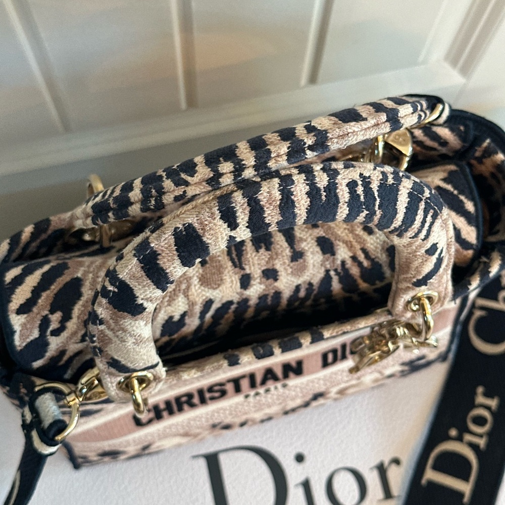 Christian Dior Bolso Lady D-Lite Lienzo Bordado Mediano - Picture 3 of 12